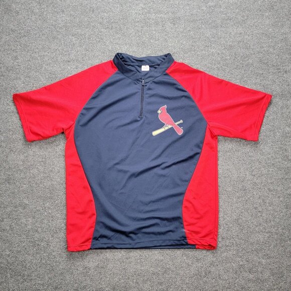 St Louis Cardinals Jersey‎ Mens XL Red Blue 1/4 Zip Pullover MLB Baseball Sports - Picture 1 of 9